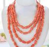 Long   100" 20mm Pink Cylinder Coral Necklace