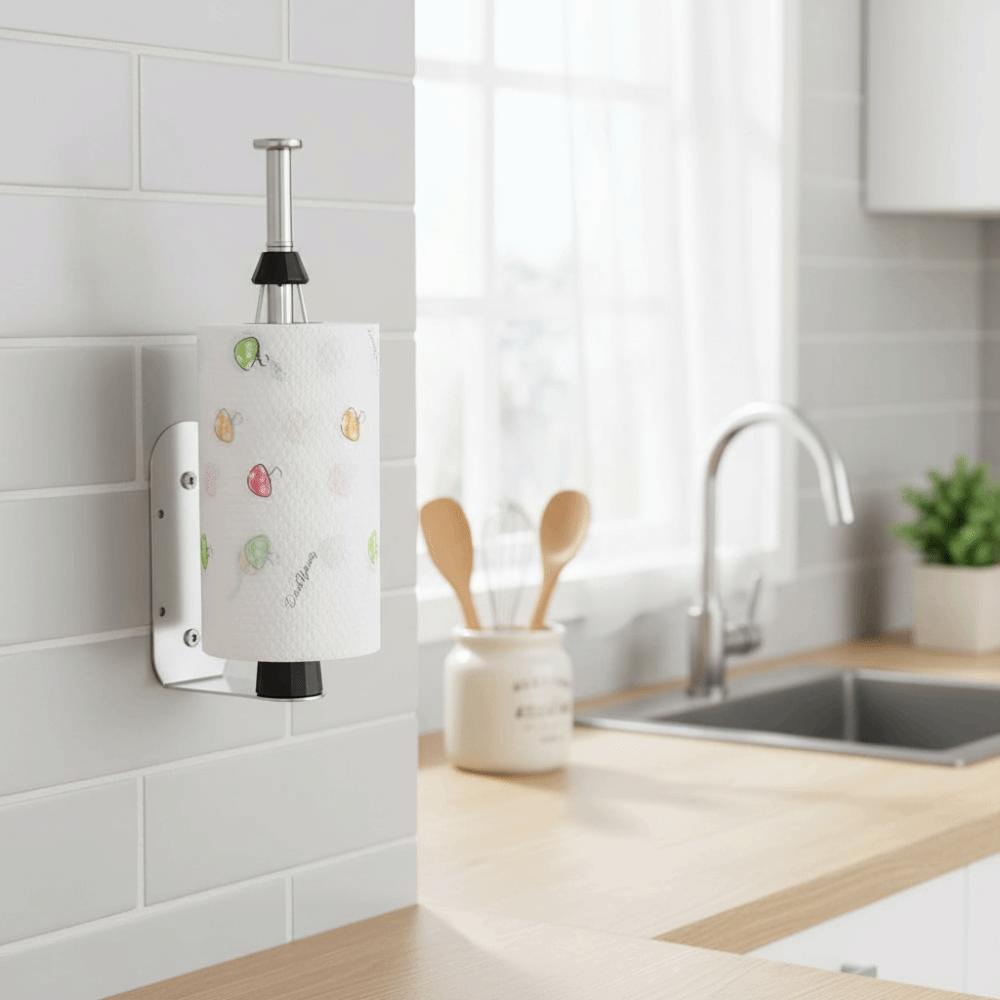 Adhesive Wall Mount Paper Towel Holder Punch-Free Roll Paper Dispenser  Bathroom