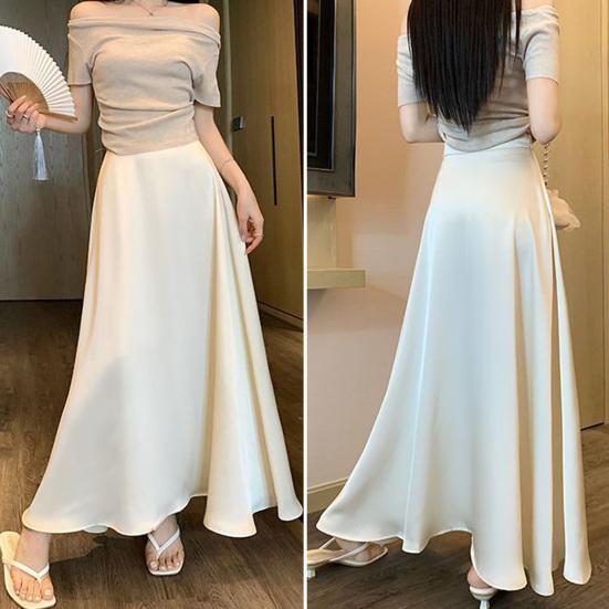 Женская юбка-рыбий хвост с высокой талией, атласная дышащая макси-юбка, однотонная офисная юбка