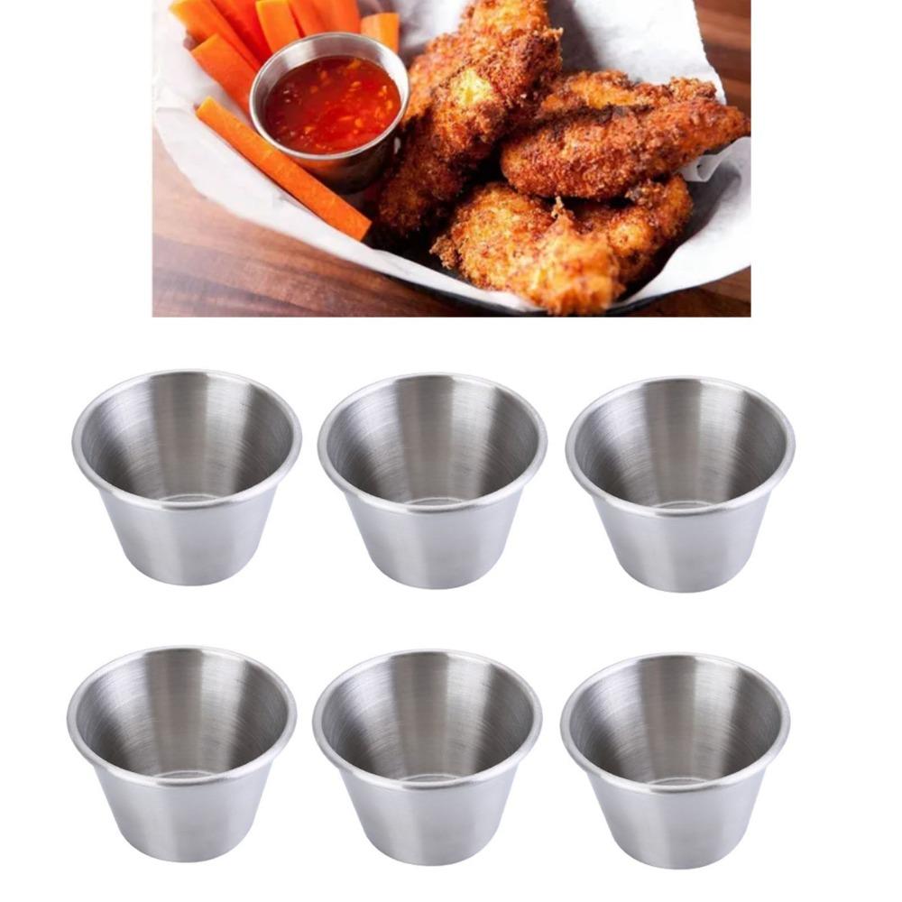 6 Pcs 70ml Stainless Steel Wine Glass Leakproof Stainless Steel Sauce Cups  Camping