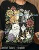 Vintage Floral Kittens Graphic Comfort Colors® Tshirt, Retro Cat Lover Flower Tees, Cottagecore Nature Y2K 90S Streetwear Cat Sweater