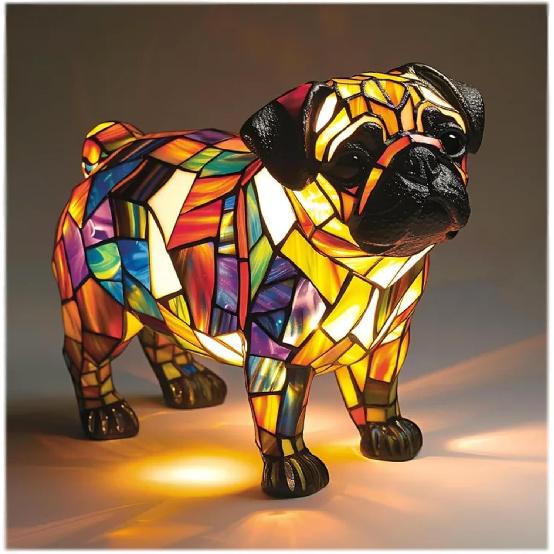 Dachshund Lamp, Dog Series Art Night Light, Stained Resin French Bulldog Tabletop Night Light, Cute Pet Dogs Themed LED Table Lamps, Fun Gift for Dog