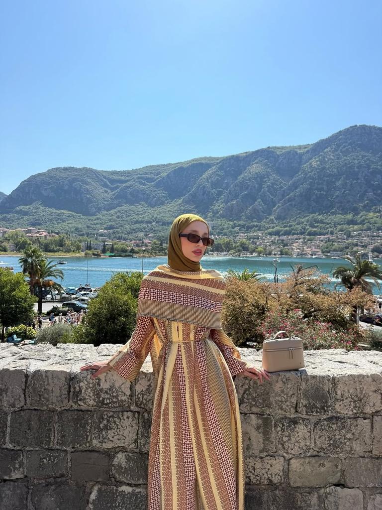 Ближний Восток Арабские Женщины Осень Новая Мода Принт Узкий Рукав Повседневное Платье Длинное Платье