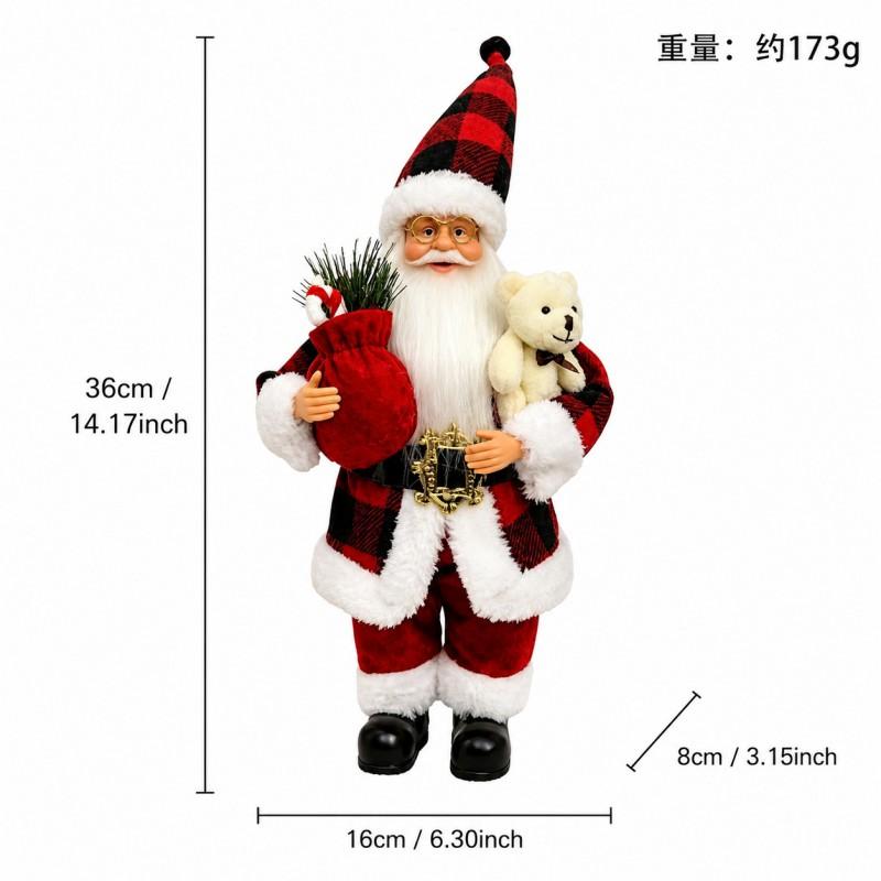 12 Inch Standing Santa Claus Plush Figurine Christmas Decoration Display Ornament Home Tree Table