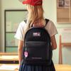 Simple Solid Color Letter And Lots Print Student Casual Backpack With Pendant For School And Daily Use