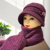 Женский осенне-зимний вязаный шерстяной комплект шапка и шарф для женщин среднего и пожилого возраста