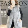 Haining зима новый искусственный мех енота плетеные полоски искусственный мех жилет короткая искусственный мех лисицы куртка женская одежда