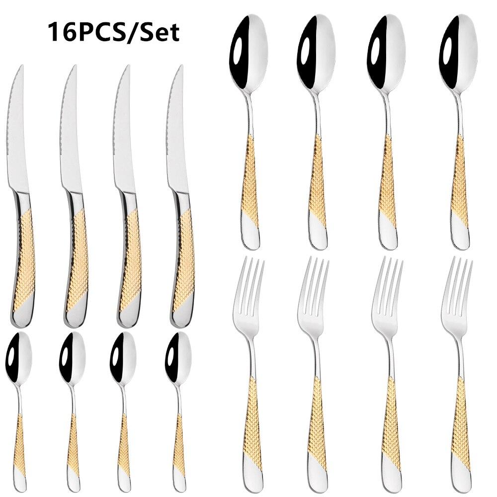 Gold Tableware Cutlery Set 304 Stainless Steel Flatware Kitchen Dinner Fork Spoon Knife Western Dinnerware Set Home Party