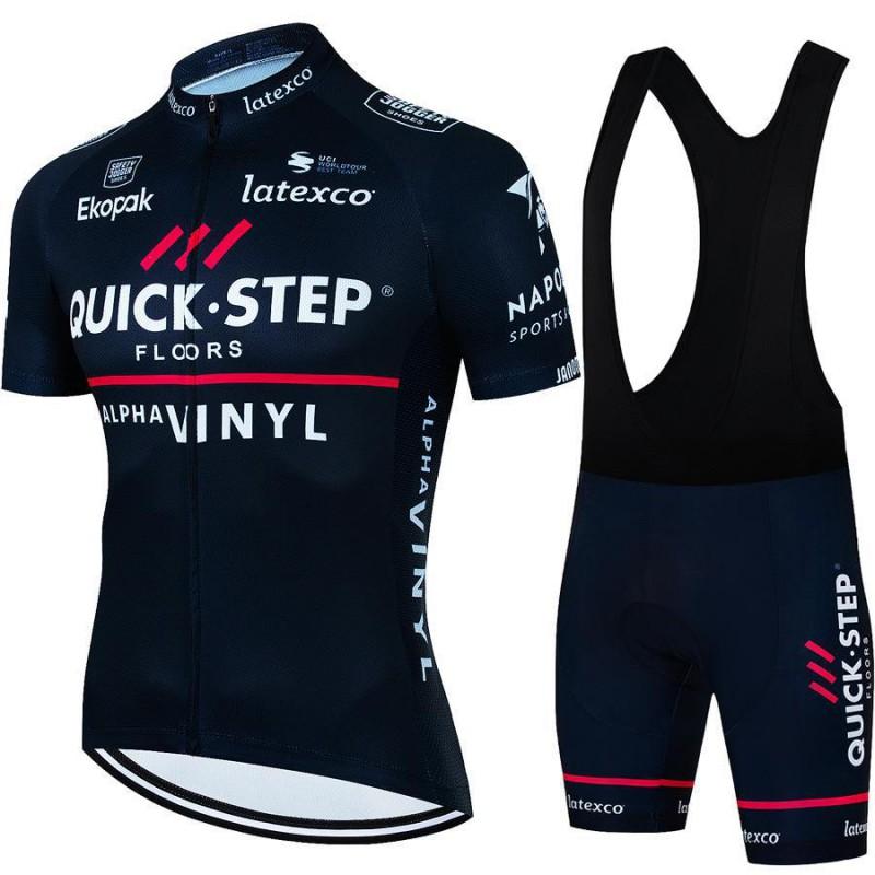 Quick Step Team Cycling Jersey Bib Shorts Set Men Women Breathable Ride Wear