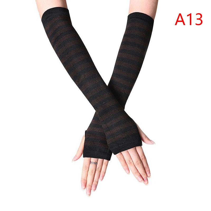 Зимние теплые перчатки с длинными рукавами для мужчин и женщин, без пальцев, в полоску, в стиле хип-хоп, варежки до локтя, эластичные утепленные рукава для улицы