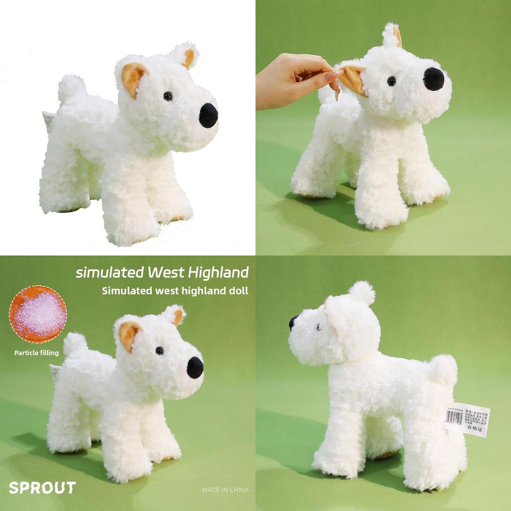 Highland Realistic West Terrier Plush Toy With Polyester Filling Kids For