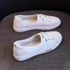 Маленькие одинарные туфли из коровьей кожи женские весенние, осенние и летние новые женские туфли с мелким вырезом дышащие на одной педали на плоской подошве универсальные белые туфли
