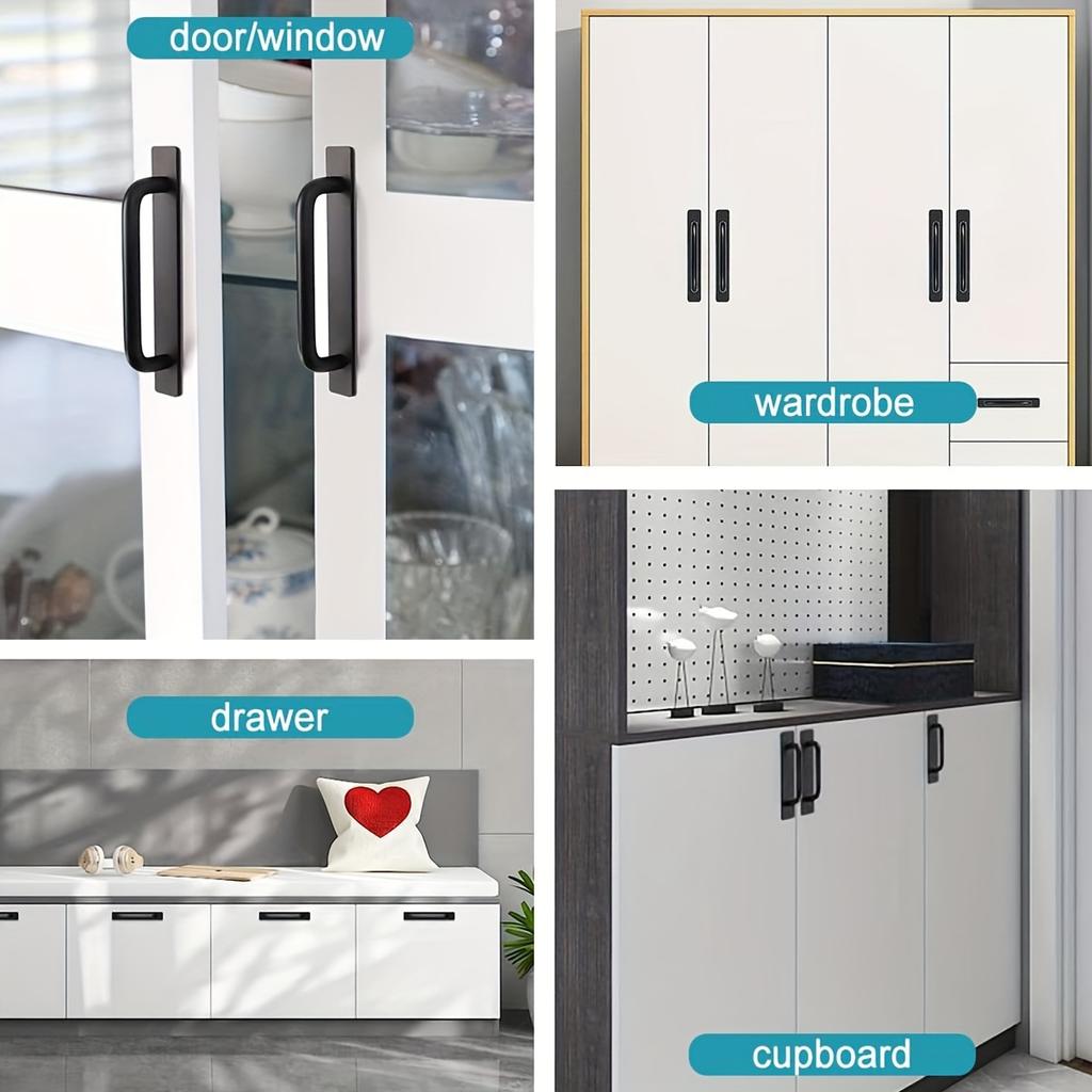 Self-Stick Instant Cabinet Drawer Handles Pulls - 5.8 Inch Stainless Steel Adhesive Door Handles, No Drilling Design