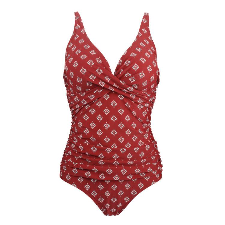 European and American Style Women Sexy One Piece Printed Bikini Swimsuit Deep V Monokini Tummy Control Swimwear Backless Hot Spring Bathing Suit