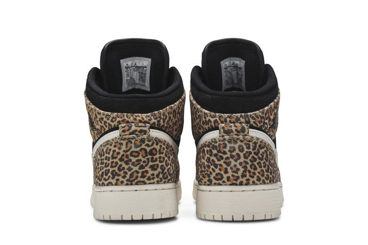Kids' Sneakers Nike Jordan 1 Mid SE Leopard (GS) Black/Pale Ivory-Desert Ore