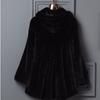 Nuovo cappotto di pelliccia di imitazione visone cappotto di pelliccia di imitazione visone da donna medio e lungo con cappuccio vita pendolo pelliccia di imitazione
