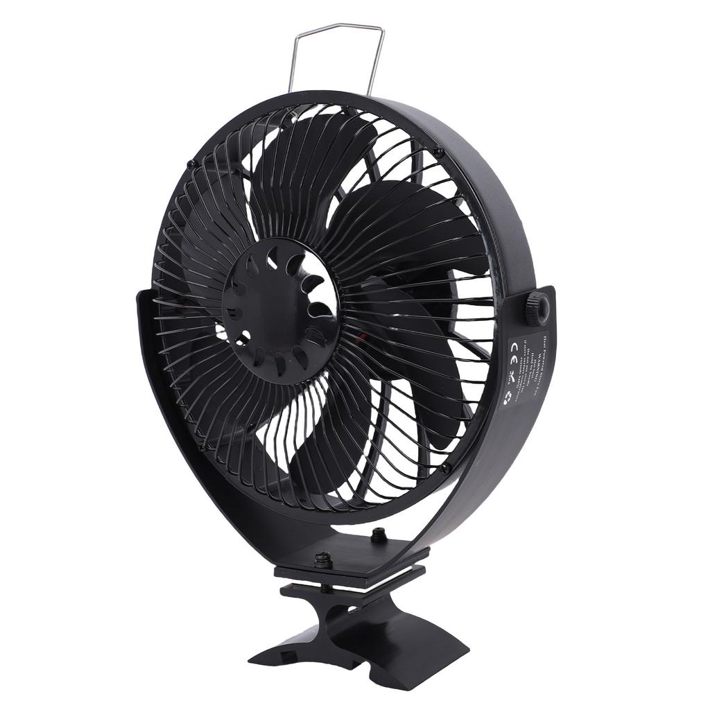 Wood Stove Fan Heat Powered Fireplace Fan with Protective Cover Aluminum Alloy Freestanding Wall Mount Manual 360 Degree Adjustment Angle