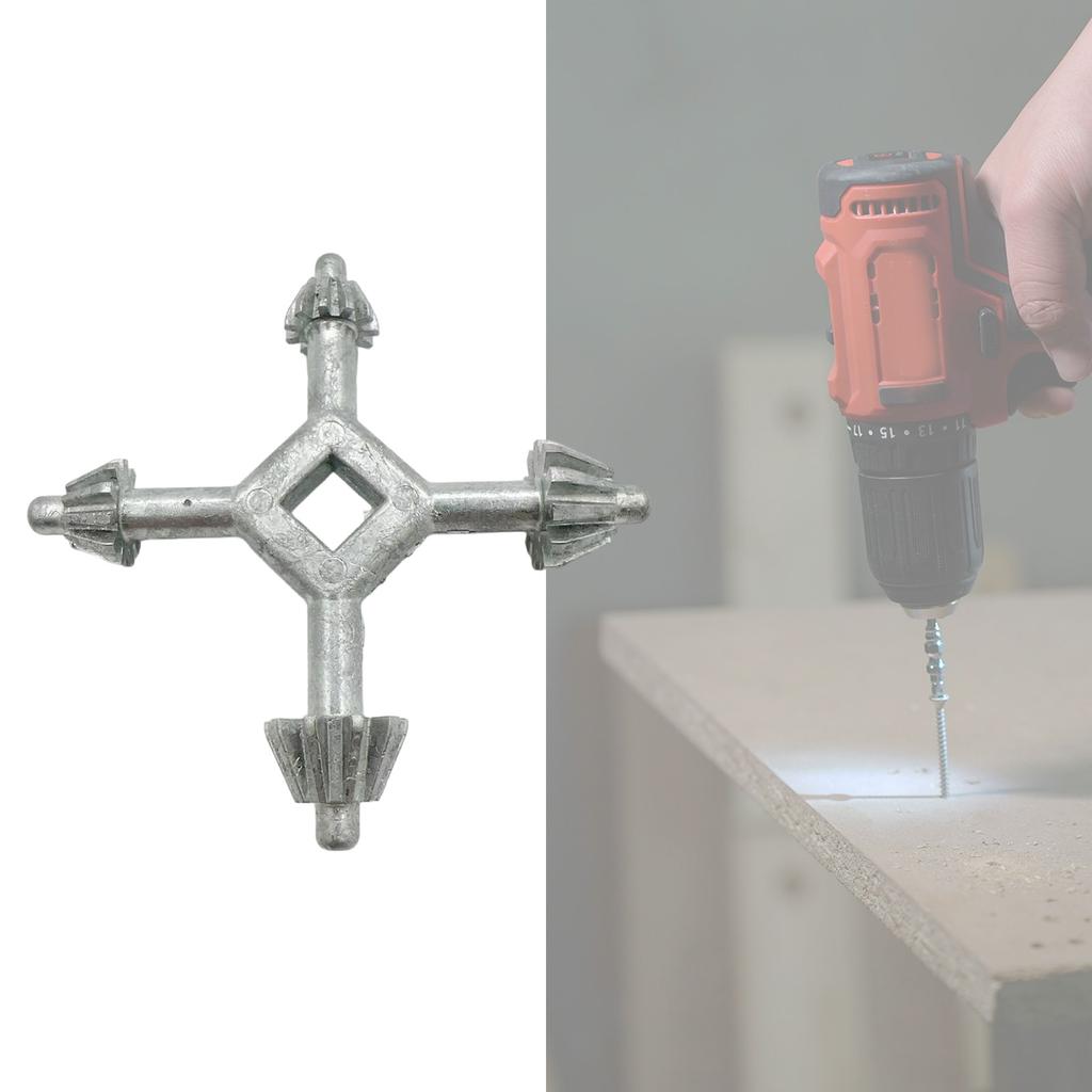 Versatile Four Headed Key Tool Portable Four In One Wrench Key Tool With Zinc Alloy Heads For Everyday Use