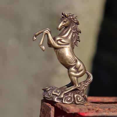 Винтажная медная статуэтка лошади со знаком зодиака, украшения фен-шуй, латунные миниатюрные фигурки животных, приносящих удачу, настольные украшения, поделки