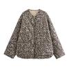 Leopard Print Quilted Jacket Women Padded Demi-season Jacket for Women Long Sleeve Women's Jackets Warm Winter Coat Female