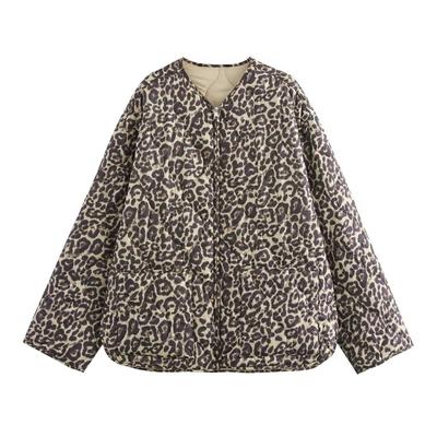 Леопардовый принт стеганая куртка женская утепленная демисезонная куртка для женщин с длинным рукавом женские куртки теплое зимнее пальто женское