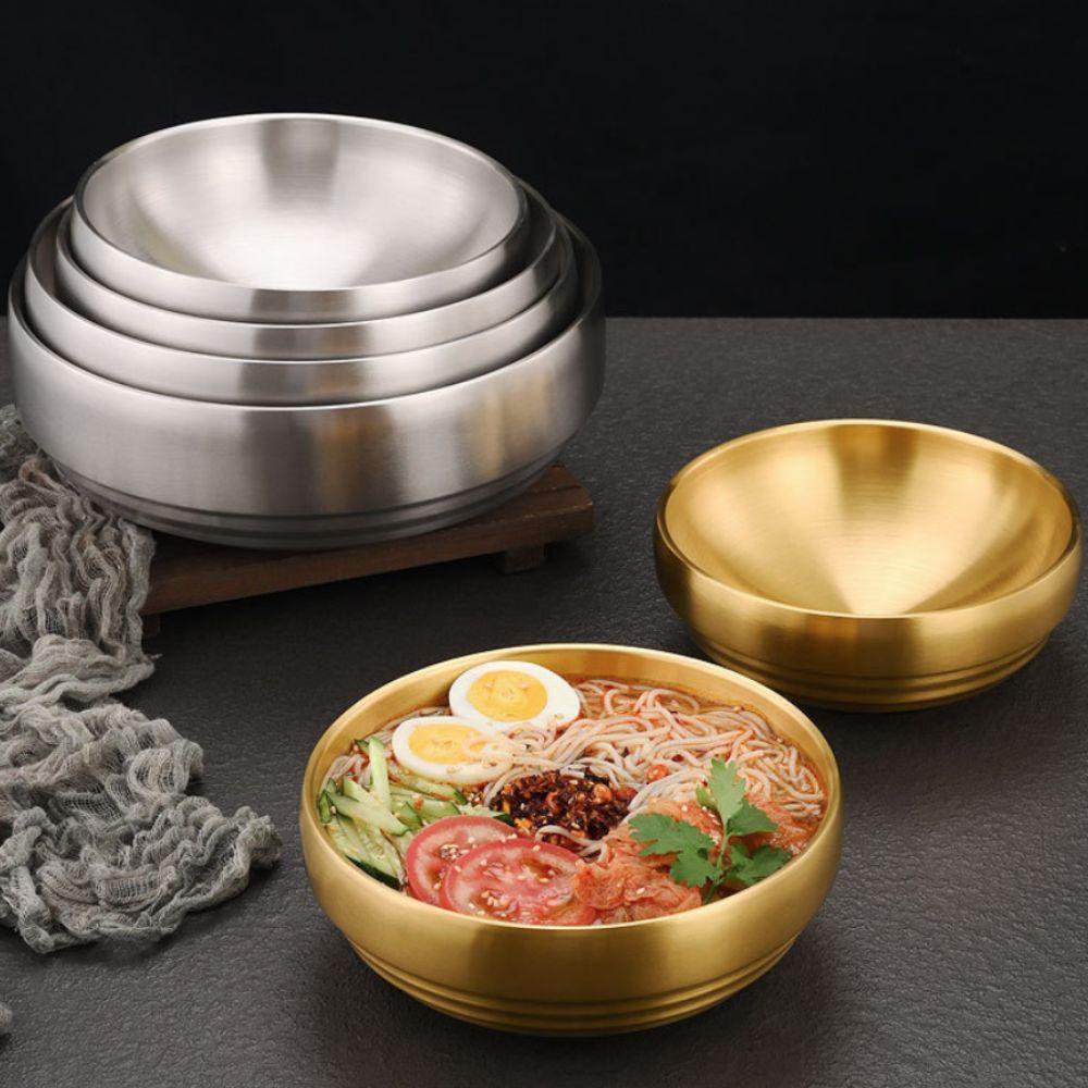 Large Capacity Korean Stainless Steel Bowl Double Layer Soup Bowls Cold Noodles Bowl Roast
