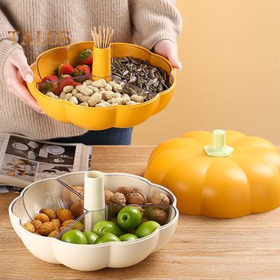 Подставка для тыквенных закусок на Хэллоуин, разделенный поднос с крышкой, 3 отделения для хранения вилок, легко моющийся контейнер для фруктов, орехов, конфет