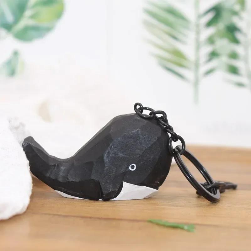 Маленькие поделки из дерева, подвеска в виде маленького кита, оригинальная резьба по дереву, креативная ручная работа, украшение для дома из дерева, миниатюрные аксессуары