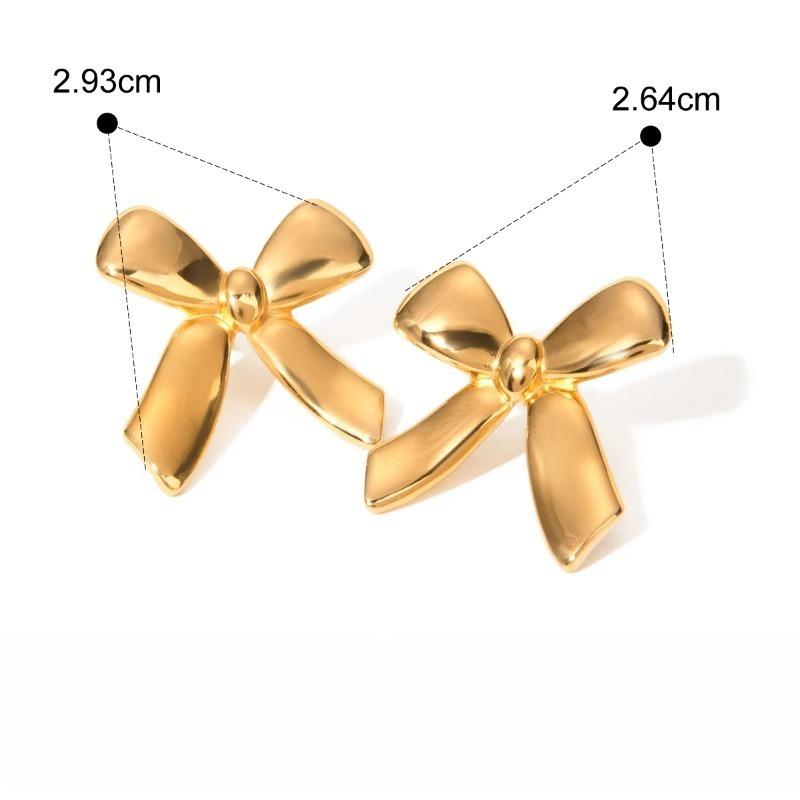 Романтичные серьги-гвоздики с бантом для женщин из нержавеющей стали золотого цвета, милые водонепроницаемые ювелирные изделия