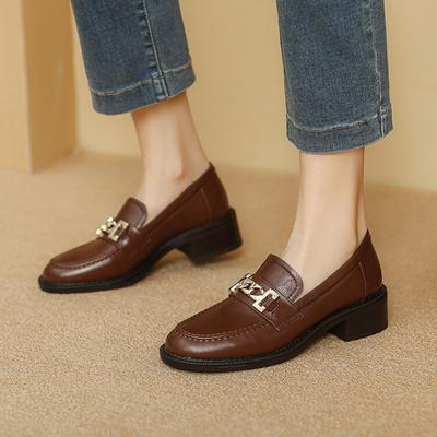 Новые туфли-лодочки на толстой подошве с круглым носком, резиновая мягкая подошва, на одной педали, средний каблук, большой размер, квадратный каблук, всесезонные одинарные туфли