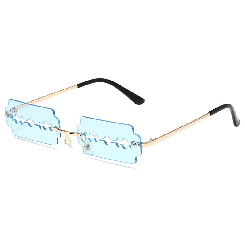 Unique Razor Blade Sunglasses Women Fashion Rimless Y2k Glasses Streetwear UV400 Xmas Gift