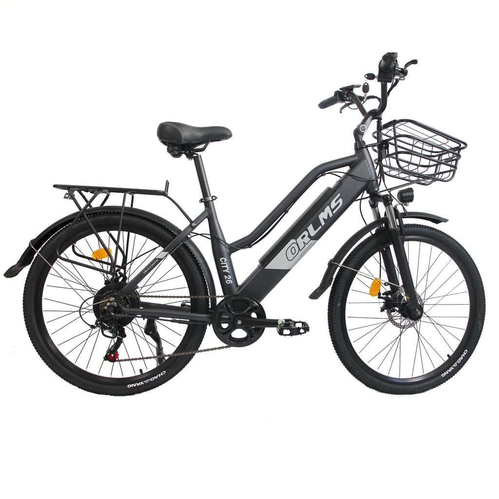 ORLMS City Lady Blue/Black/Grey 500W motor+48V15AH battery 26 * 1.75 inch tires Ximano 7-speed power-off disc brake electric bicycle