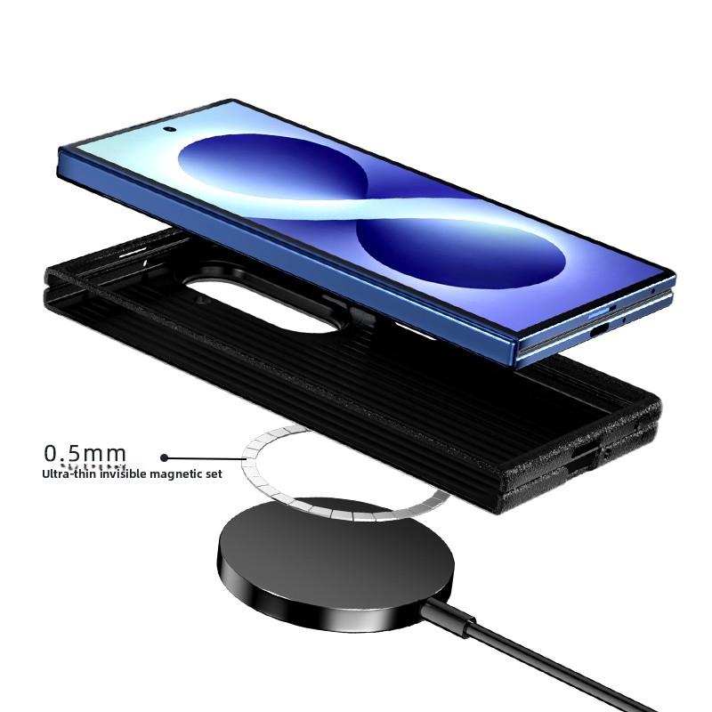 Премиальный чехол для телефона с текстурой из углеродного волокна для Samsung Galaxy Z Fold 8 Ultra 8, усиленный сплавом, с защитой объектива, магнитная крышка