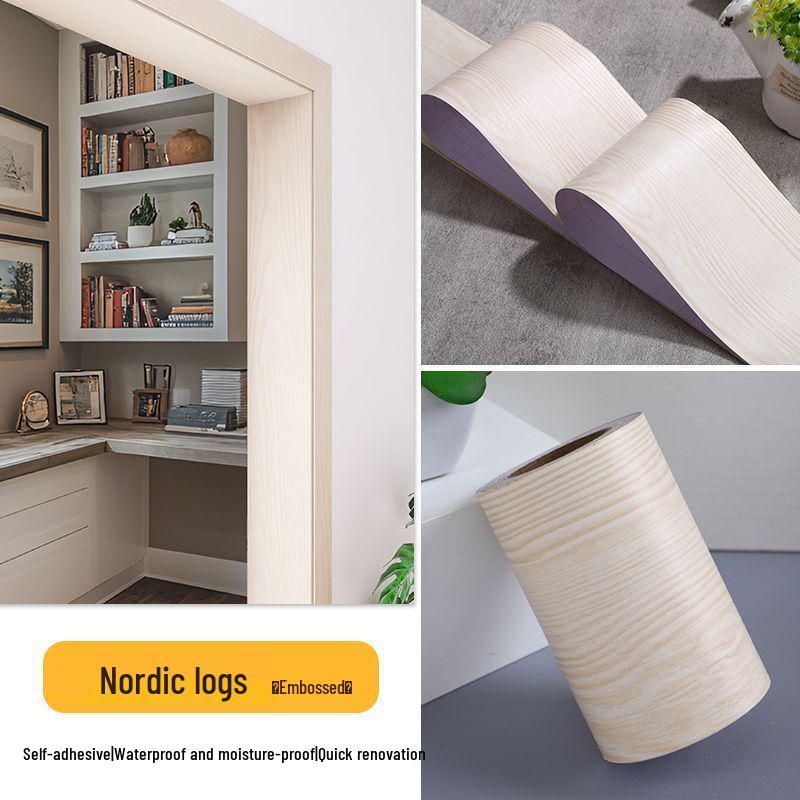 Самоклеящаяся отделочная полоса для ремонта дверной коробки с текстурой дерева