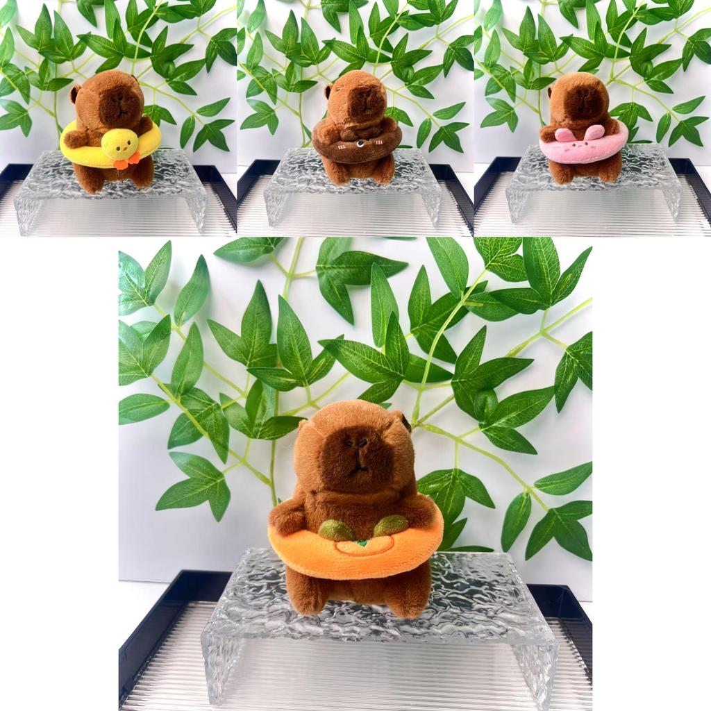 Adorable Capybara Plush Toy Keychain With Cute Swimming Ring Design For Gifts
