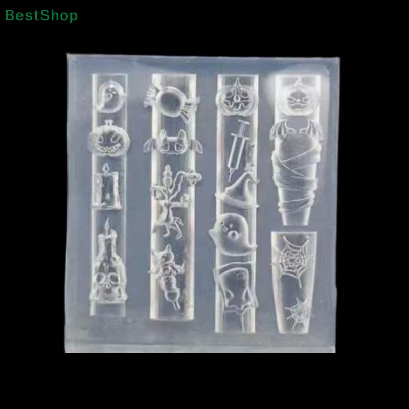 3D Silicone Nail Mold Halloween Pumpkin Spider Relief Mold Nail Art Decor Transparent Manicure Template