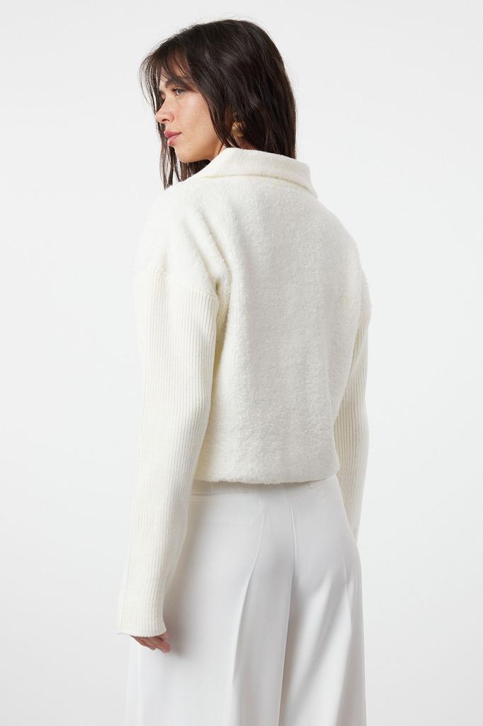 Женский модный стильный кардиган, норковый кардиган оверсайз, широкий крой, пальто с воротником-поло из букле, трикотаж, кардиган