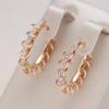 Vintage Rose Gold Color Hoop Earrings for Women Luxury Cubic Zirconia Round Circle Earrings Bridal Wedding Jewelry