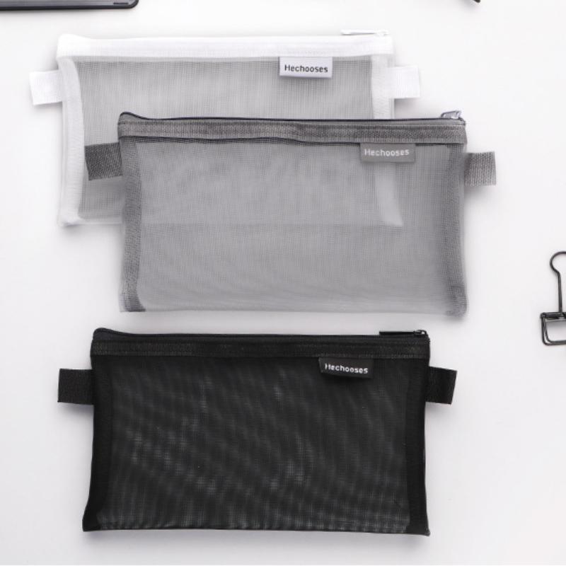 Прозрачный сетчатый пенал для хранения студенческих простых пеналов большой емкости для канцелярских принадлежностей пенал