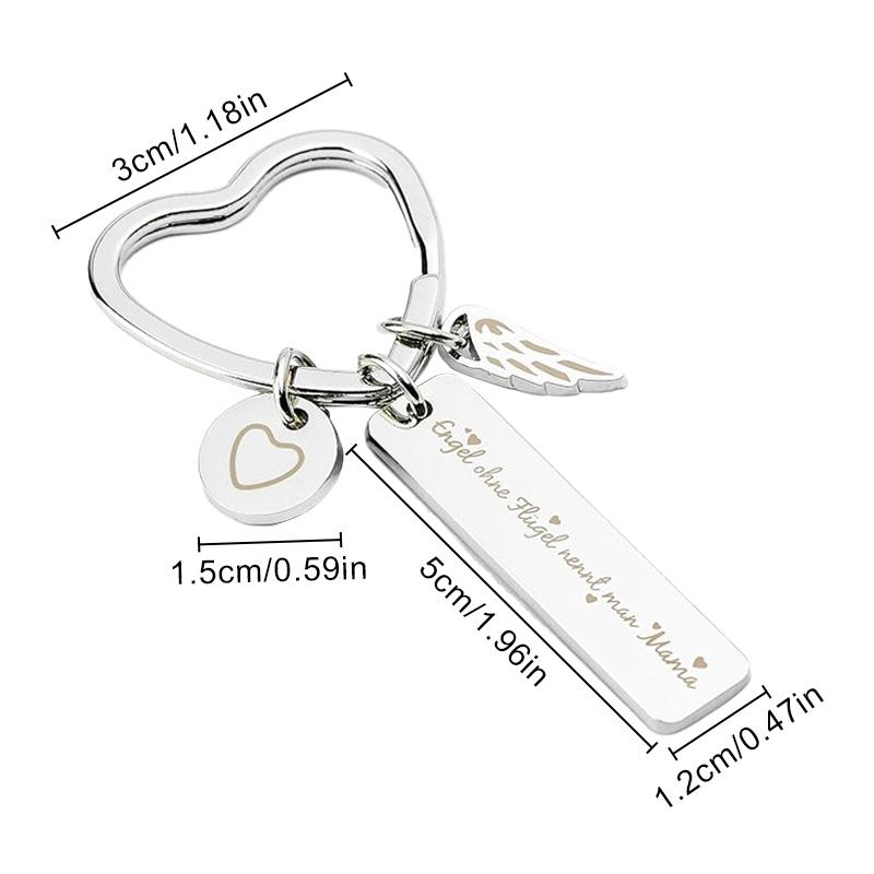 Mother's Day Love Mom Key Chains Holder Pendants Stainless Steel Heart-shaped Gift Accessories