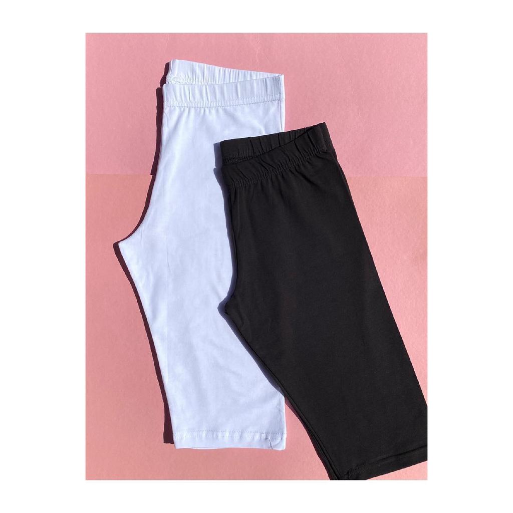 Хлопок, 3 предмета с нормальной талией — черный, белый и серый цвет — базовые короткие байкерские шорты/колготки