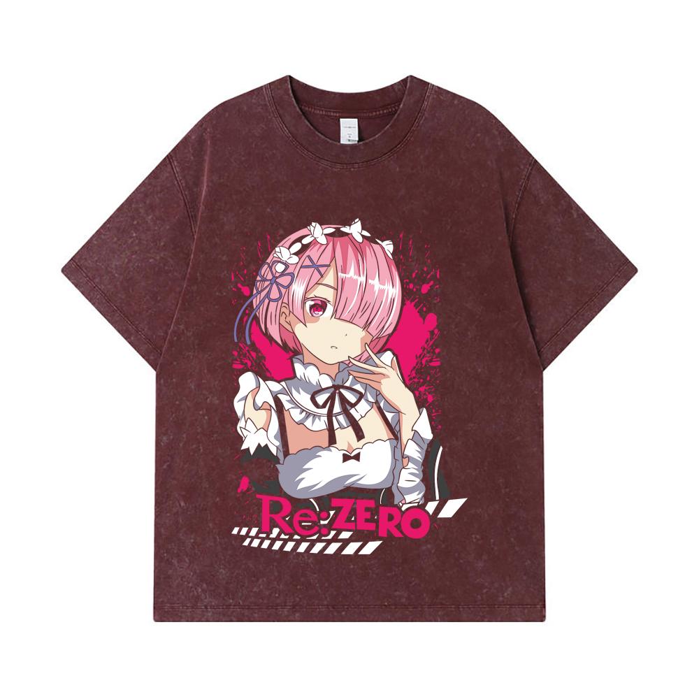 Стиранные футболки 275 г/м² 100% Хлопок ReZero V3 Принт Рам Унисекс Плотная Хлопковая Футболка