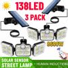 Светодиодные солнечные фонари для улицы, 3 датчика движения, 270, широкоугольное освещение, супер яркий, водонепроницаемый, настенный светильник с дистанционным управлением