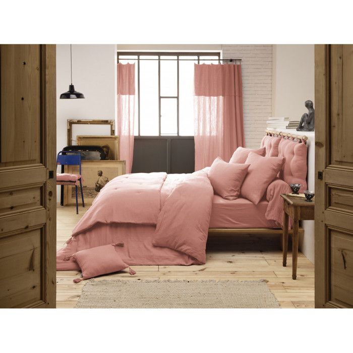 "Gaïa" Quilt or End of Bed All Sizes "Cotton Gauze" - Gaïa Peach Pink - 150 X 150 Cm