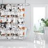 Занавеска для душа с принтом кота, цветная, мультяшная, милая, животное, медведь, полиэстеровая ткань, подвесные шторы, декор для ванной комнаты, ванны, с крючком