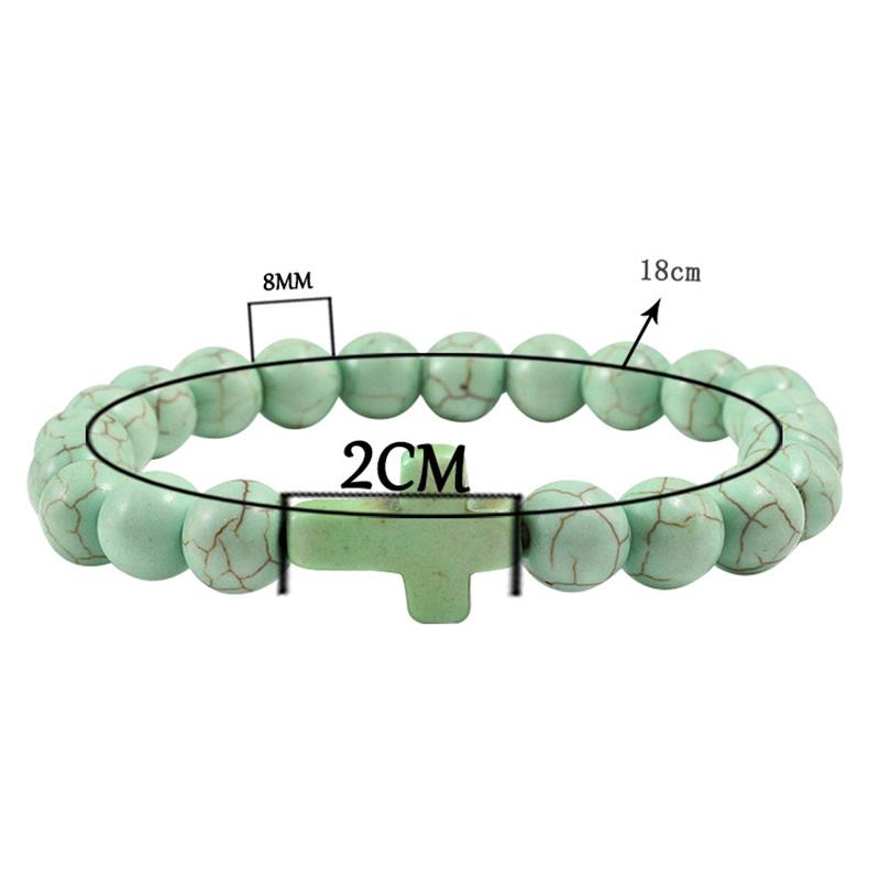 1PC Men Women Gift Cross Charm Beaded Bracelets Matte Bracelet Jewelry Handmade Natural Stone Prayer  Accessories
