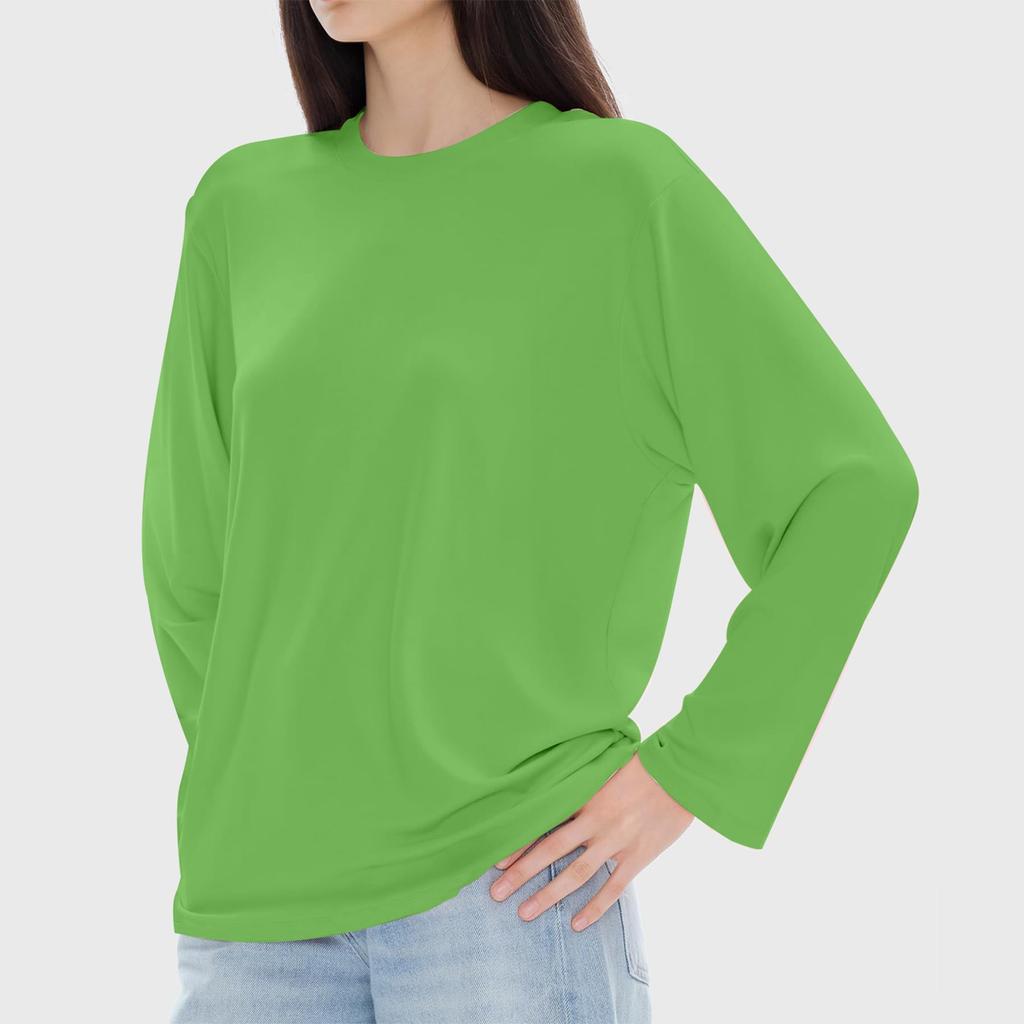 Женская модная повседневная блузка с длинным рукавом и круглым вырезом, пуловер