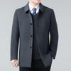 Двустороннее шерстяное пальто для папы среднего и пожилого возраста, мужское кашемировое пальто средней длины на осень и зиму с шерстяной пуховой подкладкой