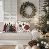 Festive Christmas Pillow Covers,Reversible Santa Claus&Reindeer Designs with Zip Closure-for Sofa,Living Room,Bedroom Decor