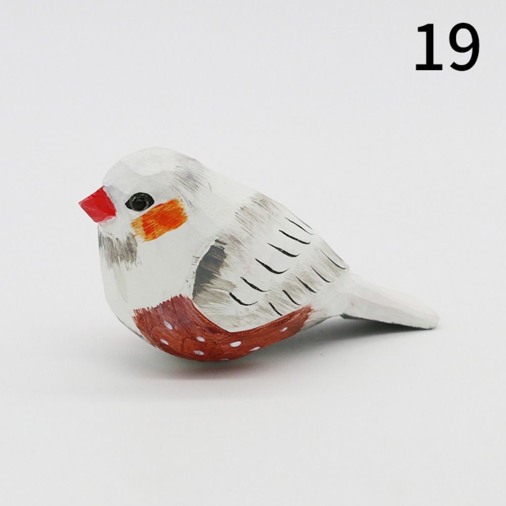Handmade Small Bird Ornament Cute Wooden Bird Figurine Creative Wood Carving Bird Children's Toys